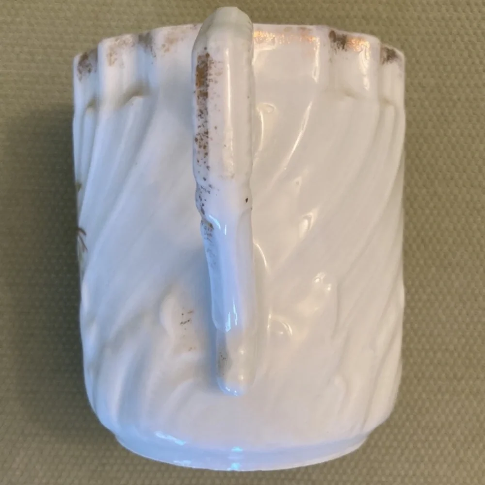 Antique shaving mug, porcelain, floral, Victorian